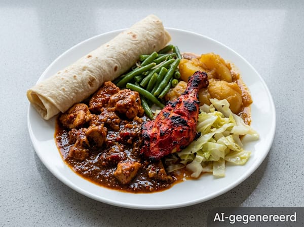 Roti with tandoori chicken and hot spicy chicken 🌶️