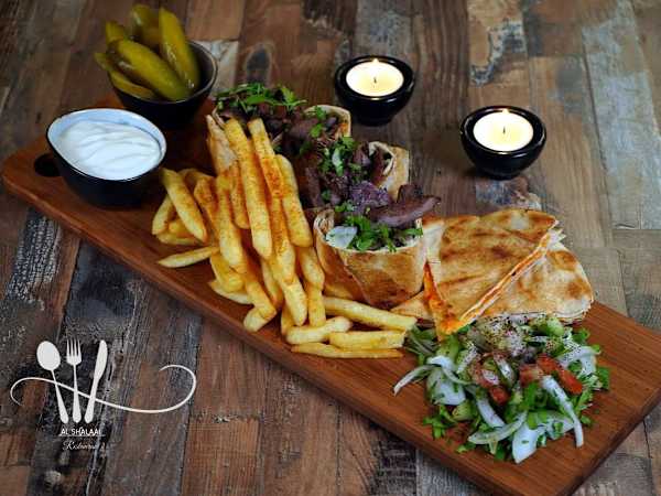 Arabic lamb shawarma platter