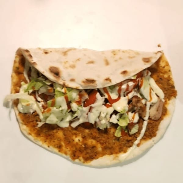 Turkish pizza with lamb shawarma