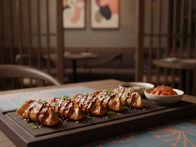 N13. Gyozas de Ternera BBQ, 6 Unidades