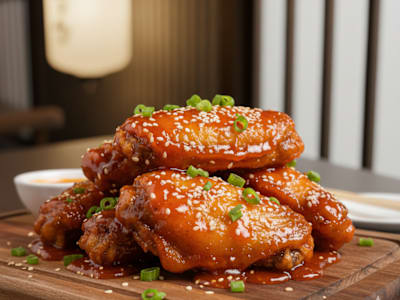 N6. Alitas de Pollo con Salsa Tradicional Coreana, 250gr