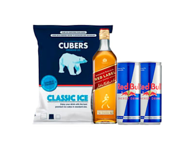 Whisky Red Label 70Cl + 3 Latas Red Bull +  Hielo 2Kg