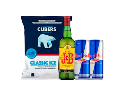 Whisky J&B 70Cl + 3 Latas Red Bull +  Hielo 2Kg