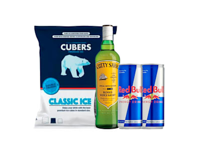Whisky Cutty Sark 70Cl +3 Latas Red Bull +  Hielo 2Kg
