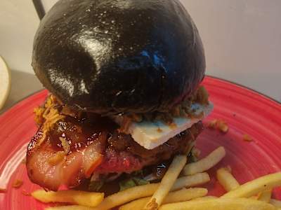 Black and blue burger