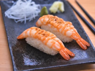 Mentai nigiri langostino (2 piezas)
