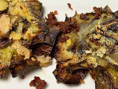 Alcachofas confitadas con Jamón y Foie