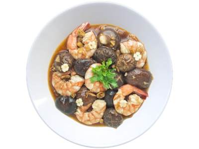 Gambas con Puerros a la Plancha