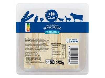 Queso de mezcla semicurado ya cortado Carrefour Classic cuña de 250 g