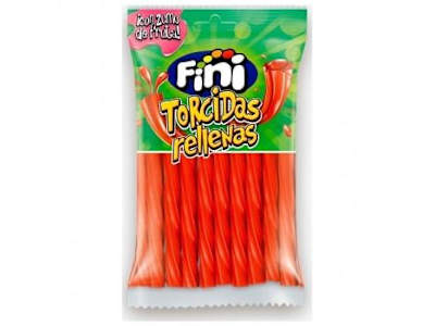 Regaliz de goma sabor fresa rellenos con zumo de fruta Fini 125 g.