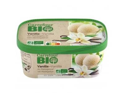 Helado de vainilla de Madagascar ecológico Carrefour Bio 450 g.