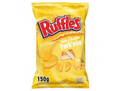 Patatas fritas onduladas sabor york queso Ruffles sin gluten 150 g.