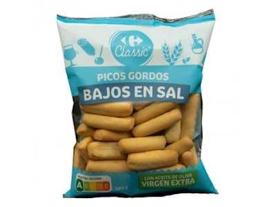 Picos gordos bajos en sal con aceite de oliva virgen extra Carrefour Classic 180 g.