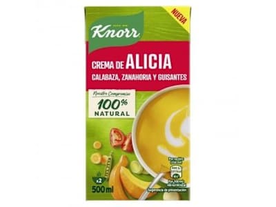 Crema de Alicia de calabaza, zanahoria y guisantes Knorr 500 ml.
