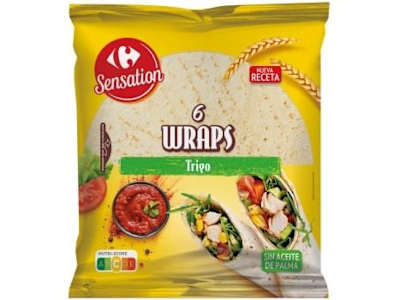 Wraps tortillas de trigo Carrefour Sensation sin aceite de palma 6 ud.