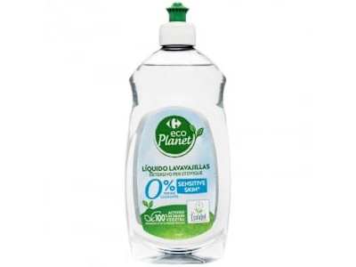 Lavavajillas a mano para pieles sensibles 0% perfume ecológico Carrefour Eco Planet 500 ml.