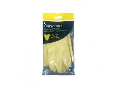 Guante Satinado de Látex CARREFOUR  M 2 ud - Amarillo