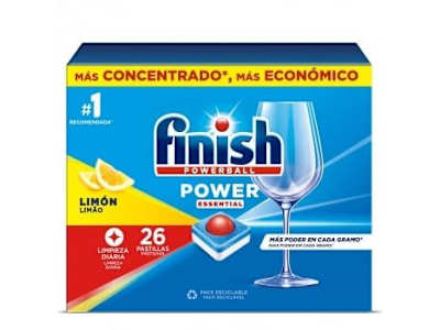 Lavavajillas a máquina en pastillas limón Power Essential Finish Powerball 26 ud.