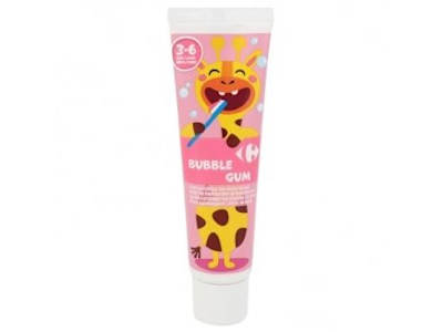 Dentífrico para niños de 3-6 años sabor chicle Carrefour 50 ml.