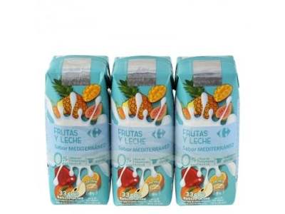 Zumo de fruta y leche Carrefour Mediterráneo pack de 3 briks de 33 cl.