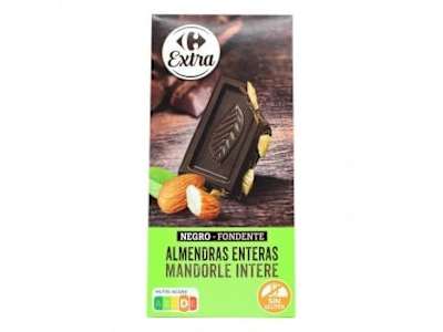 Chocolate negro con almendras enteras Carrefour Extra sin gluten  200 g.