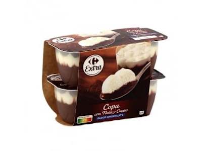 Copa de chocolate con nata Carrefour Extra pack de 4 unidades de 115 g.