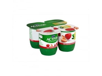Bífidus con trozos de fresa Danone Activia pack de 4 unidades de 120 g.