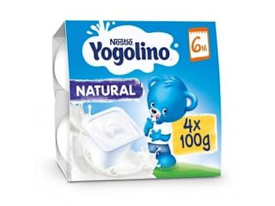 Postre lácteo natural desde 6 meses Nestlé Yogolino sin gluten pack de 4 unidades de 100 g.