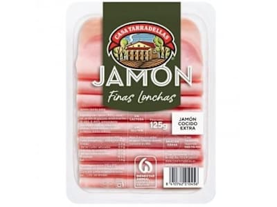 Jamón Cocido Extra en finas lochas Casa Tarradellas sin gluten y sin lactosa 125 g