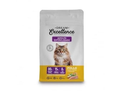 Pienso esterilizado de pollo fresco para gatos adultos, frutas y verduras Dream Excellence 1,5 kg.