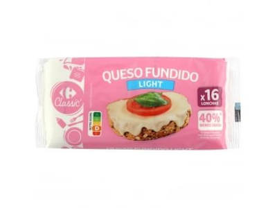 Queso fundido en lonchas light Carrefour 300 g.