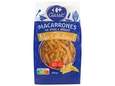 Pasta macarrones de maíz y arroz Carrefour Classic No Gluten 500 g.