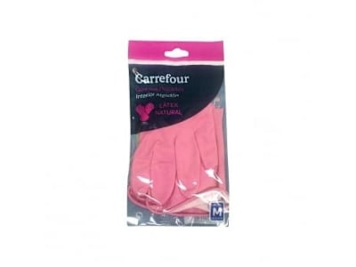2 Guantes flocados de Látex Carrefour  M - Rosa