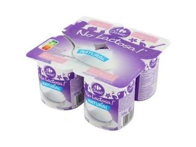 Leche fermentada natural Carrefour No Lactosa sin lactosa pack de 4 unidades de 125 g.