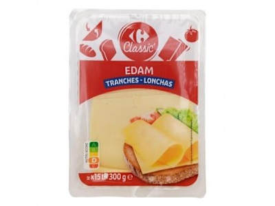 Queso edam en lonchas Carrefour Classic 300 g.