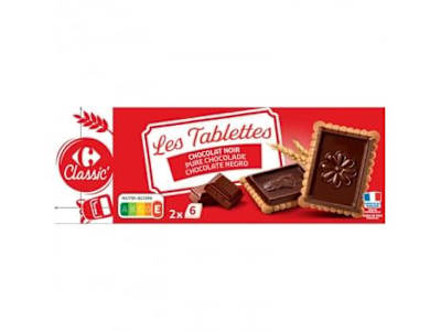 Galletas de mantequillas con tabletas de chocolate negro Carrefour Classic 150 g.
