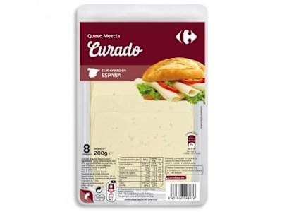 Queso en lonchas curado Carrefour 200 g.