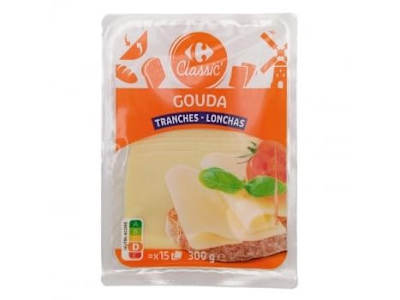 Queso gouda tierno en lonchas Carrefour Classic 300 g.