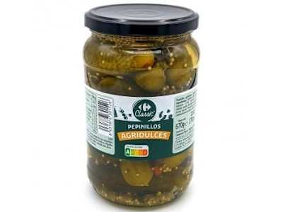 Pepinillos agridulces Classic Carrefour 370 g.