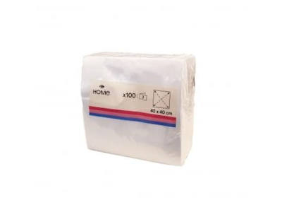 Servilletas de 3 Capas Desechables de Papel 100 uds 40x40 cm CARREFOUR HOME Blanca