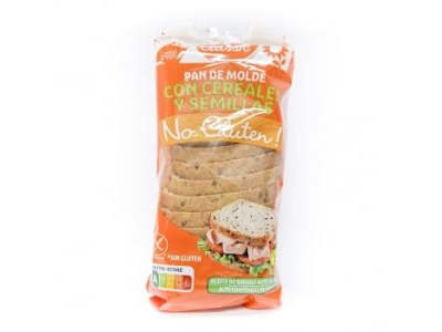 Pan de molde con cereales y semillas Carrefour Classic sin gluten 350 g.