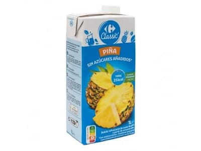Bebida de fruta piña Carrefour Classic´ sin azúcar añadido brik 1 l.