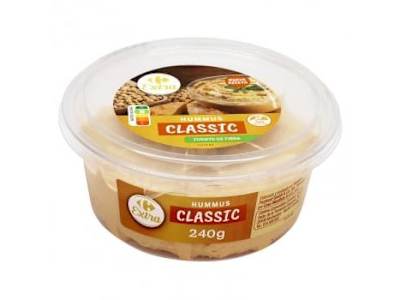 Hummus clásico Carrefour Extra sin gluten 240 g.