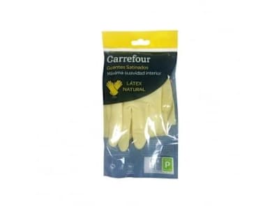 2 Guantes satinados de Látex Carrefour  P - Amarillo