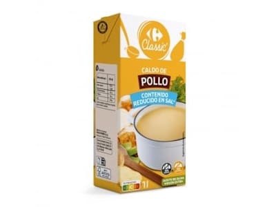 Caldo de pollo reducido en sal Classic Carrefour sin gluten 1 l.