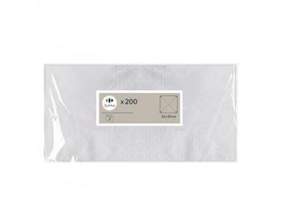 Set 200 Servilletas Blancas 2 Capas 33x33 cm CARREFOUR HOME
