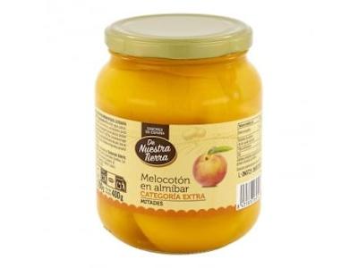 Melocotón en almíbar calidad extra en mitades De Nuestra Tierra 400 g.