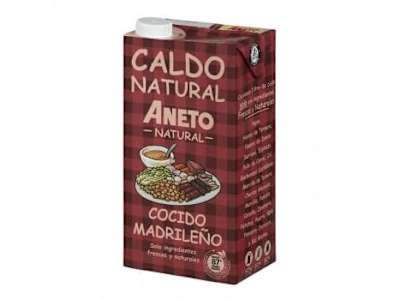 Caldo natural de cocido madrileño Aneto sin gluten y sin lactosa brik 1 l.