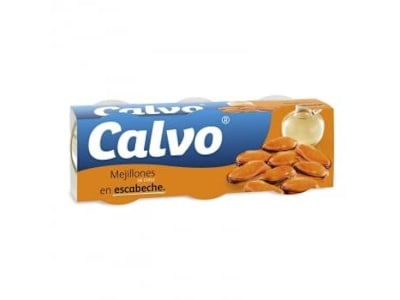 Mejillones de Chile en escabeche Calvo pack de 3 latas de 40 g.