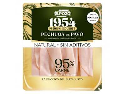 Pechuga de pavo asada con madera de haya natural en lonchas Legado ElPozo 1954 sin gluten y sin lactosa 120 g